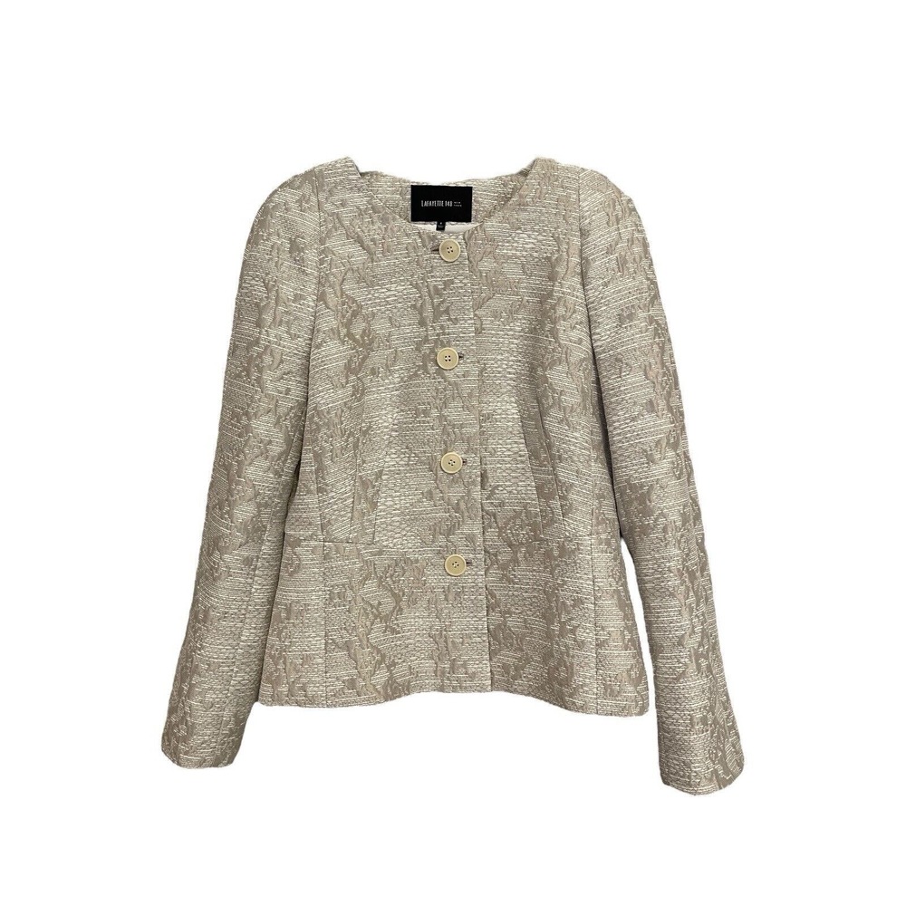 Lafayette 148 New York Collarless Textured Evening‎ Jacket Size 8 Retail $900